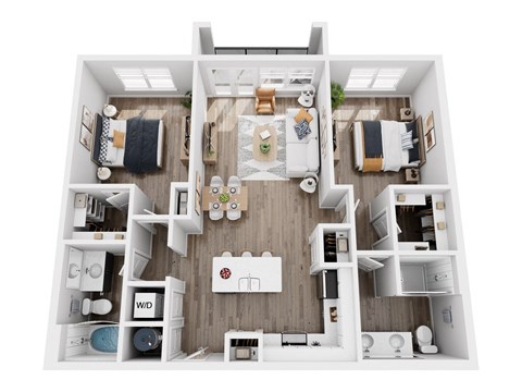 Floor plan for 2 beds, 2 baths, 1072 sqft